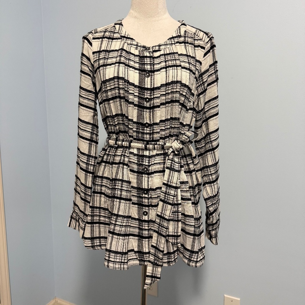 Anthropologie By Anthropologie‎ Long Sleeve Plaid Soft Tuniс Blouse Size 4